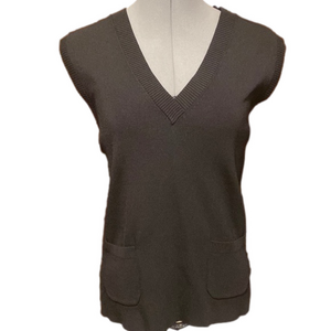 Twin Hill black two pocket V-neck vest.